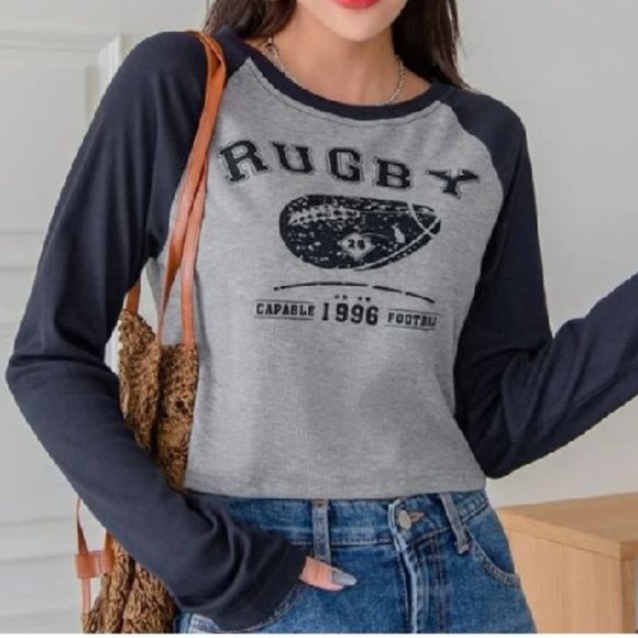DAZY RUGBY Raglan Sleeve Top - Picture 1 of 6